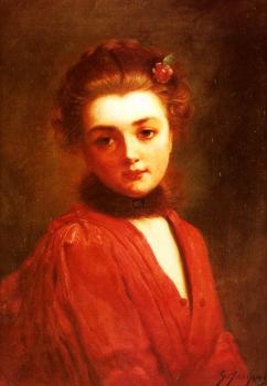 古斯塔夫 讓 雅凱 Portrait Of A Girl In A Red Dress 古斯塔夫 讓 雅凱 Portrait Of A Girl In A Red Dress